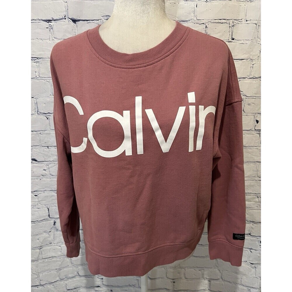 Calvin Klein Performance Crew Neck Pullover Sweatshirt Mauve Pink Size Large